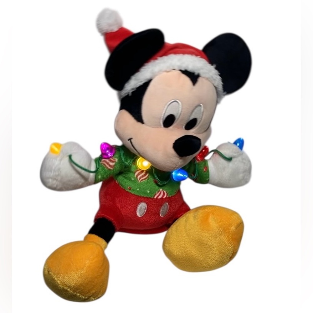 Disney Mickey Mouse Light Up Musical 10" Plush We Wish You Merry Christmas WORKS - Picture 3 of 12